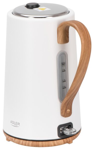 Електрическа кана Adler AD 1352, 2200W, 1.7 л, STRIX, Въртяща се основа, Автоматично изключване, Бял