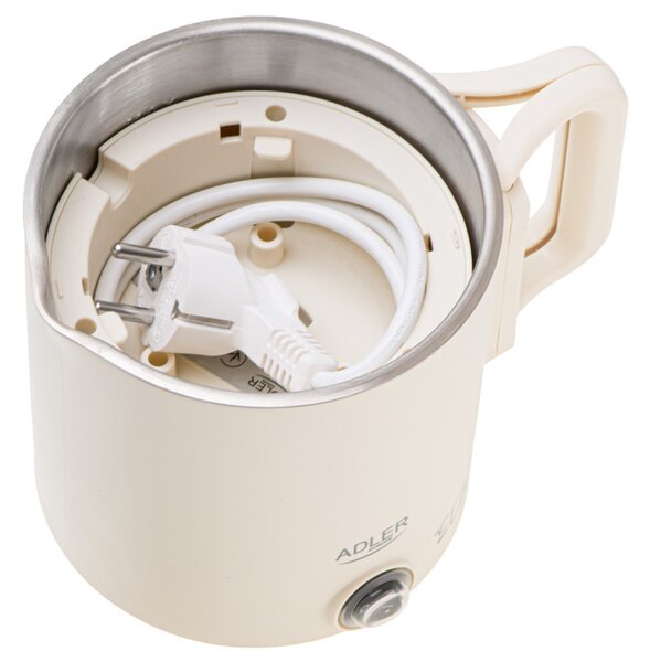 Електрическа кана за туризъм Adler AD 1388b, 650W, 0.8 л, Сваляем капак, Въртяща се основа, Бежов