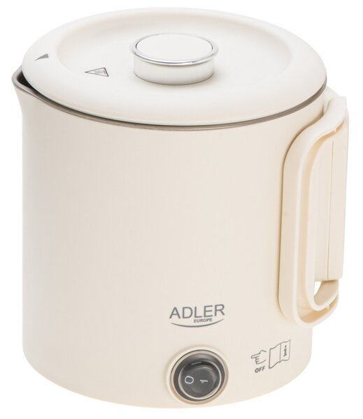 Електрическа кана за туризъм Adler AD 1388b, 650W, 0.8 л, Сваляем капак, Въртяща се основа, Бежов