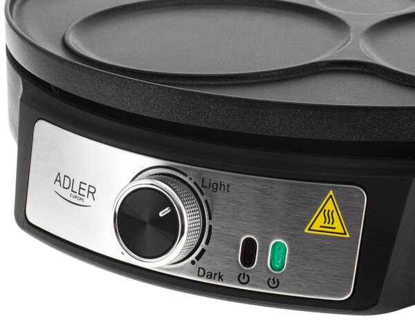 Уред за палачинки Adler AD 3093, 1600W, 30 см, Включени прибори, Черен/Инокс
