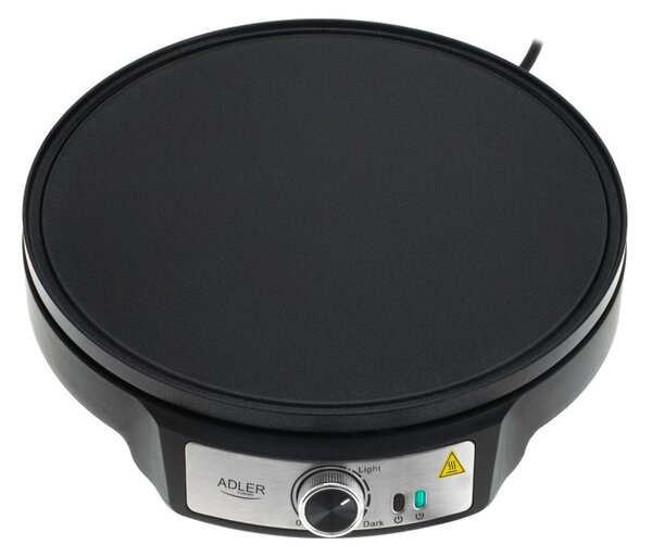 Уред за палачинки Adler AD 3093, 1600W, 30 см, Включени прибори, Черен/Инокс