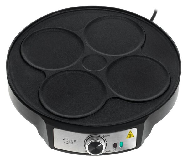 Уред за палачинки Adler AD 3093, 1600W, 30 см, Включени прибори, Черен/Инокс
