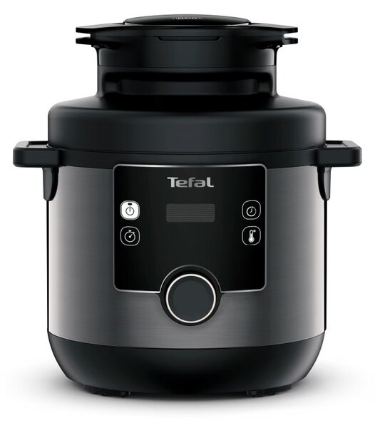 Мултикукър под налягане Tefal Turbo Cuisine & Fry CY778830, 70 kPa, 1200W, 7.6 л, 15 програми, Незалепващо покритие, Поддържане на топлина, Дигитален контрол, Черен