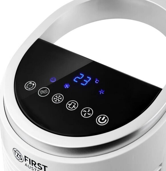 Вентилатор кула и въздушен охладител 2в1 First Austria FA-5560-4, 60W, 3 скорости, Тъч панел, Дистанционно, Таймер 12 часа, Бял