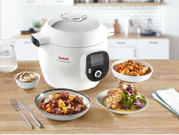 Мултикукър Tefal CY851130 Cook4me, 1600 W, 6 л, 6 режима на готвене, 150 вградени рецепти, Отложен старт, Запазване на топлина, Бял