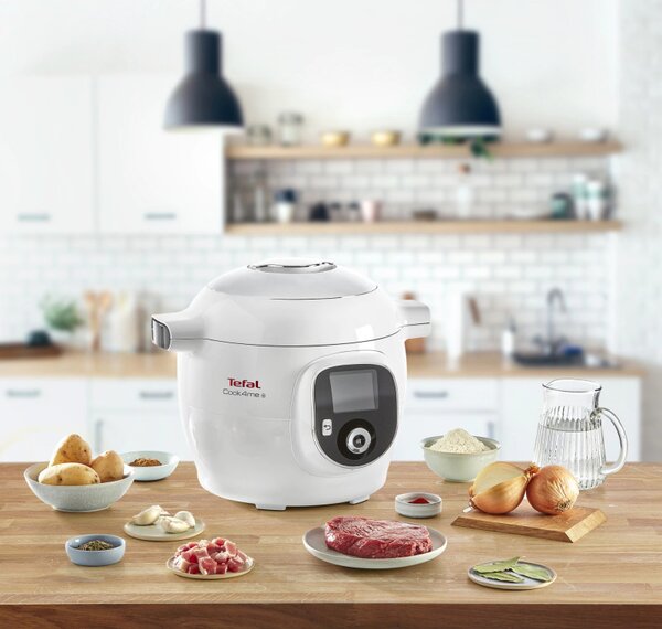 Мултикукър Tefal CY851130 Cook4me, 1600 W, 6 л, 6 режима на готвене, 150 вградени рецепти, Отложен старт, Запазване на топлина, Бял
