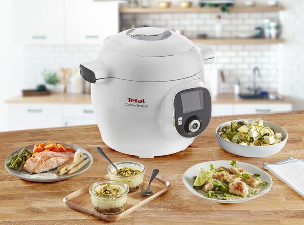 Мултикукър Tefal CY851130 Cook4me, 1600 W, 6 л, 6 режима на готвене, 150 вградени рецепти, Отложен старт, Запазване на топлина, Бял