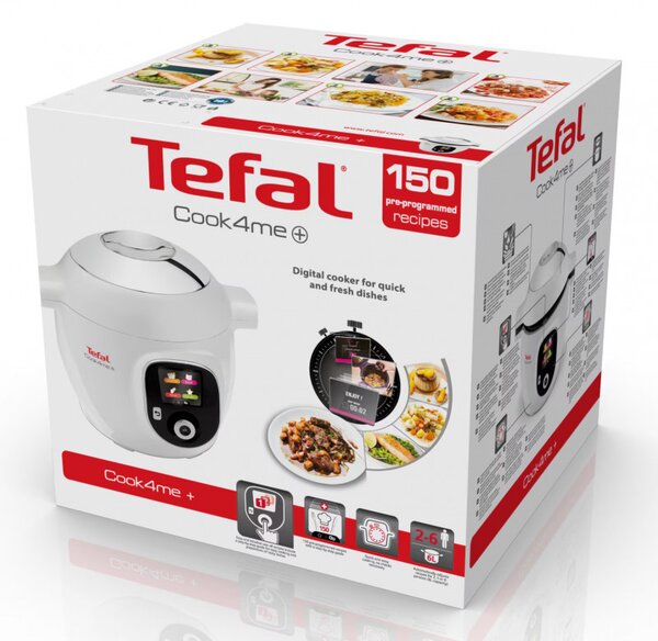 Мултикукър Tefal CY851130 Cook4me, 1600 W, 6 л, 6 режима на готвене, 150 вградени рецепти, Отложен старт, Запазване на топлина, Бял