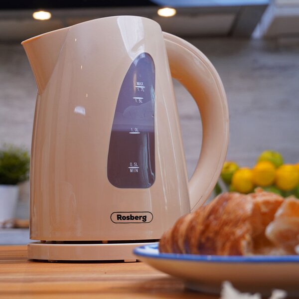 Електрическа кана Oliver Voltz OV51230B, 2200W, 1.7 л, Светлинен индикатор, Безжична, Кремав