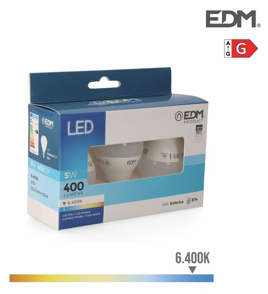 LED крушка EDM 5 W E14 G 400 lm (6400K)