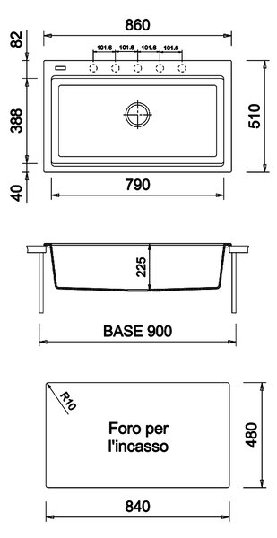 PLADOS КУХНЕНСКА МИВКА LUX 86-10 860X510 ЧЕРНА