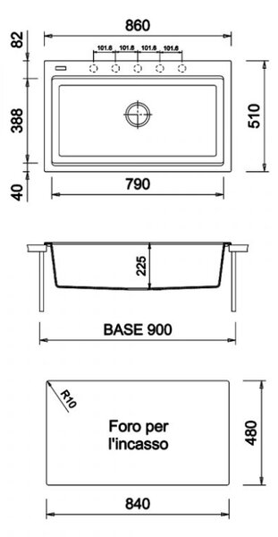 PLADOS КУХНЕНСКА МИВКА LUX 86-10 860X510 БЯЛА