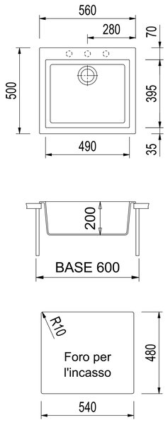 PLADOS КУХНЕНСКА МИВКА ONE 56-10 560X500 ТИТАН