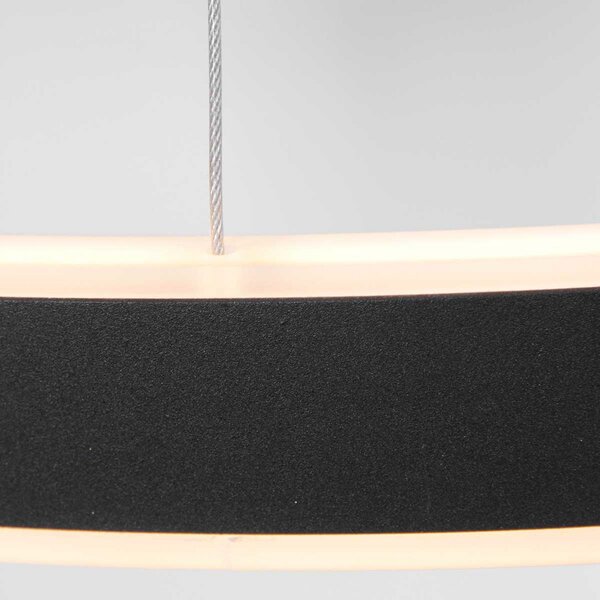 Steinhauer LED висящо осветление Ringlux Ø 60cm 2 светлини черно, Затъмняване, Черен, Дневна/трапезария, Метал, Модерен