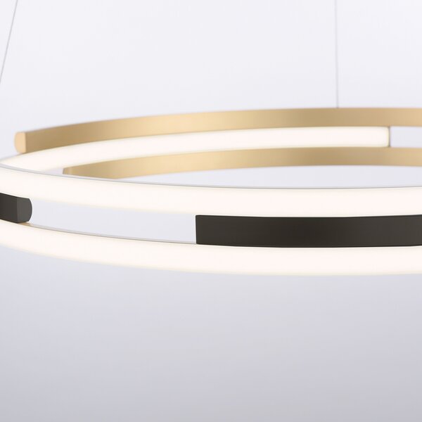 Q-Smart-Home Paul Neuhaus Q-Beluga LED висящо осветление, месинг, Затъмняване, Злато / месинг, Дневна/трапезария, Метал, Модерен