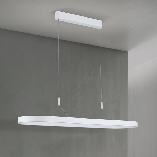 ORION LED висящо осветително тяло Carrara, бяло, регулируема височина, CCT, Затъмняване, Бял, Дневна/трапезария, Алуминий, Модерен