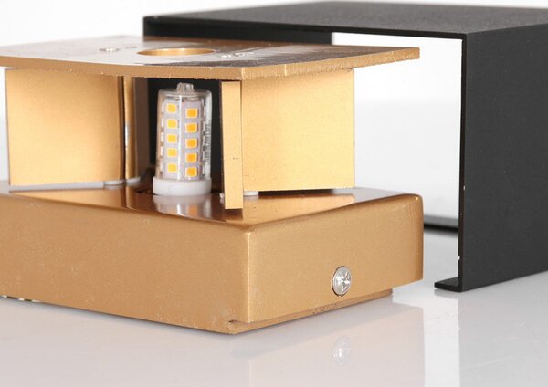 Steinhauer LED стенна лампа Muro 3365, черна, ъгловата, G9, 2.700 K, Затъмняване, Черен, Дневна/трапезария, Метал, Модерен, Стенна розетка отгоре/отдолу