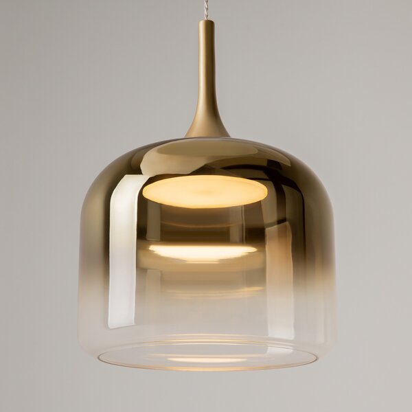 Maytoni LED висяща лампа Spirito, злато, стъкло/метал, Ø 26 cm, Злато / месинг, Дневна/трапезария, Стъкло
