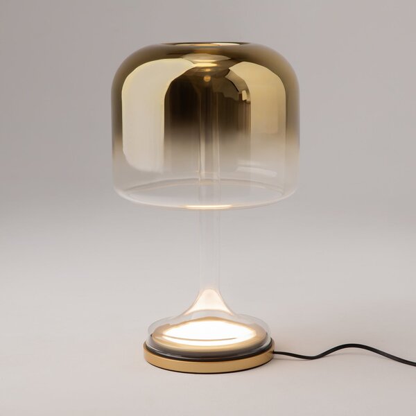 Maytoni LED настолна лампа Spirito, злато, стъкло, височина 42 cm, Злато / месинг, Дневна/трапезария, Стъкло