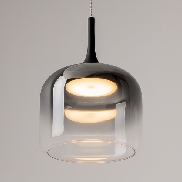 Maytoni LED висяща лампа Spirito, пушено сиво, стъкло, Ø 26 cm, Сив, Дневна/трапезария, Стъкло
