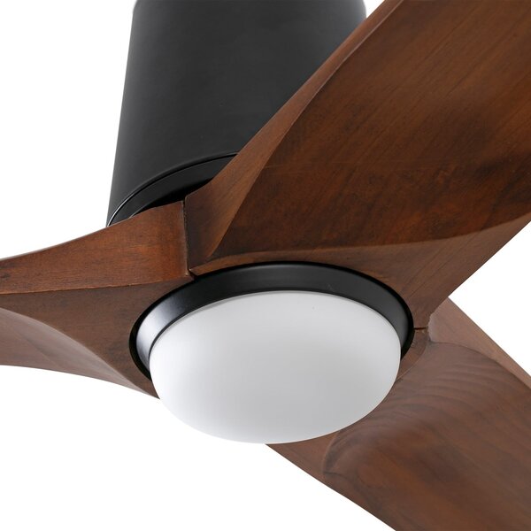 FARO BARCELONA LED вентилатор Heywood L, Ø132 см, черен/в цвят на дърво, DC, CCT, Затъмняване, Дърво, Дневна/трапезария, Дървесина, Модерен