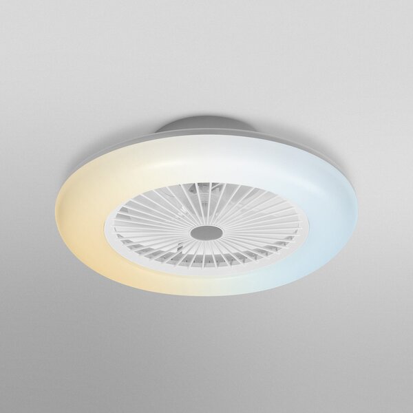 OSRAM SMART+ WiFi LED тавански вентилатор ROUND бял, безшумен, 55 см, Затъмняване, Бял, Дневна/трапезария, Пластмаса, Модерен