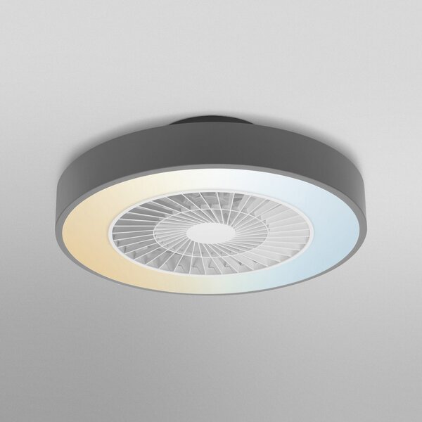 OSRAM SMART+ WiFi LED таванен вентилатор CYLINDER, сив, тих, Затъмняване, Сив, Дневна/трапезария, Пластмаса, Модерен