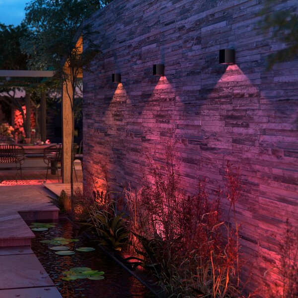 Philips Hue LED външна стенна лампа Resonate, черна, RGBW, IP44, Затъмняване, Черен, Метал, Модерен