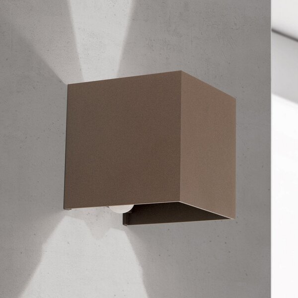 ORION LED външна стена лампа Cube-S, кортен, метал, сензор, Кафяв / ръждив, Алуминий, Модерен, Стенна розетка отгоре/отдолу