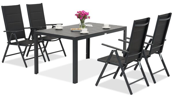 Градински мебели от алуминиев polywood Verona Garden Point за 4 души черни