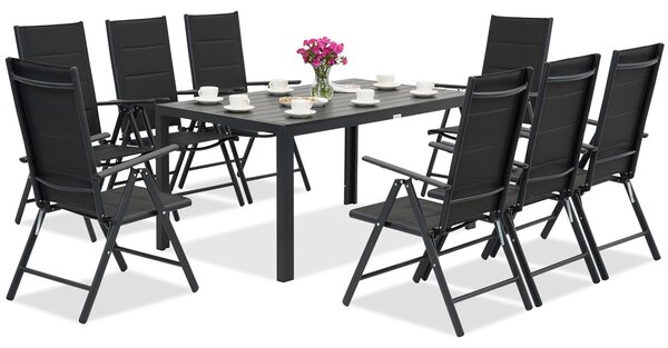 Градински мебели от алуминиев polywood Verona Garden Point за 8 души черни