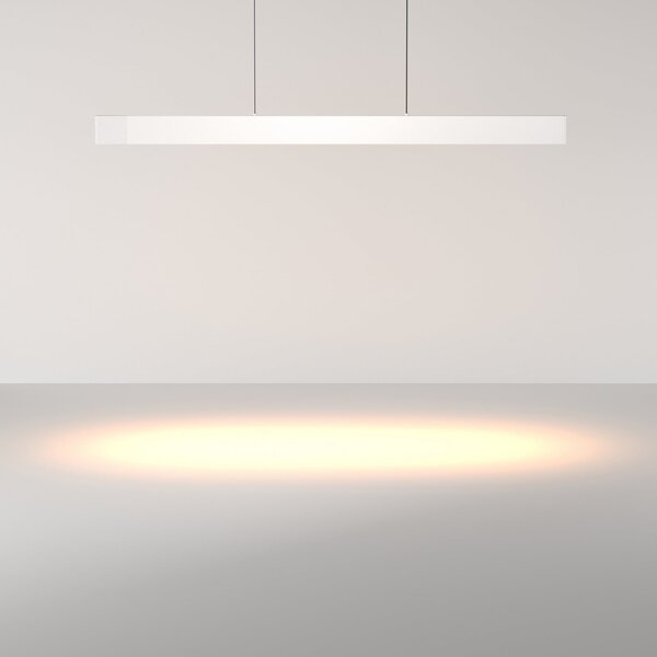 Maytoni LED висяща лампа Ephoria, бяла, алуминий, дължина 116 cm, Затъмняване, Бял, Дневна/трапезария, Алуминий