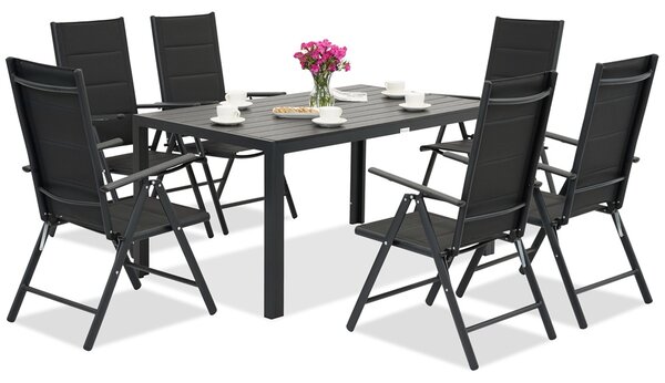 Градински мебели от алуминиев polywood Verona Garden Point за 6 души черни