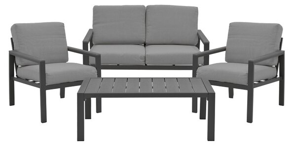 Комплект 4 бр. градинска маса и столове Mabudu Сив 118x64x100 см