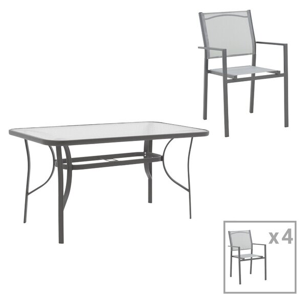 Комплект от 5 градински маси и столове Ensure-Confidence метал антрацит 120x70x70 cm