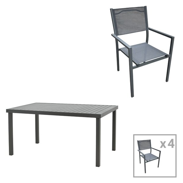 Комплект градинска маса и столове 5 бр. Moly-Kliton B Pako World Anthracite 150x80x74 cm