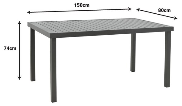 Naoki-Kliton C Pako World Anthracite 150x80x74 cm, комплект градинска маса и столове от 5 части