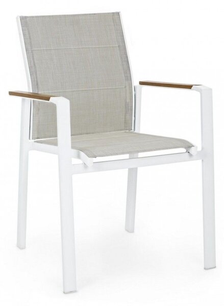 Градински стол с подлакътници KUBIK 56,5x62x88 cm. бял
