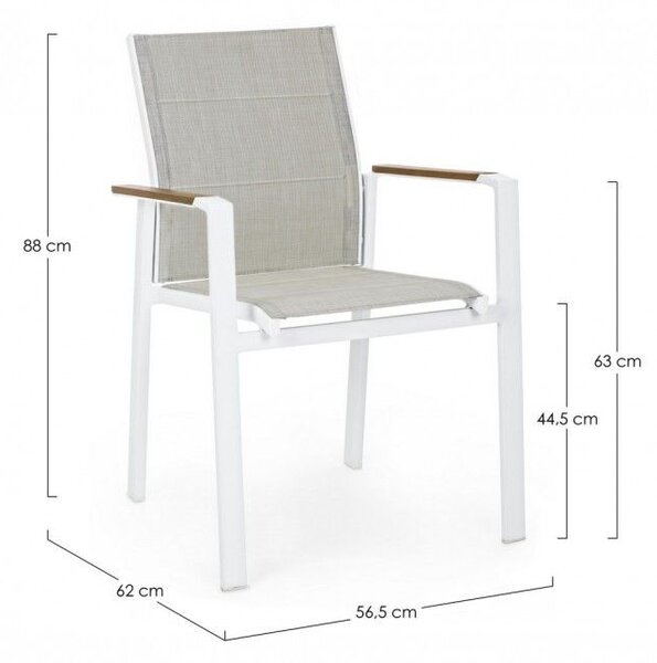 Градински стол с подлакътници KUBIK 56,5x62x88 cm. бял