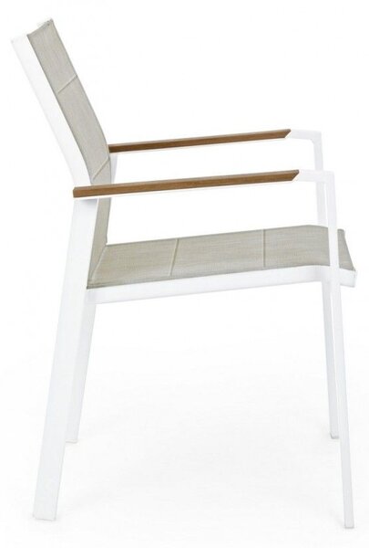 Градински стол с подлакътници KUBIK 56,5x62x88 cm. бял