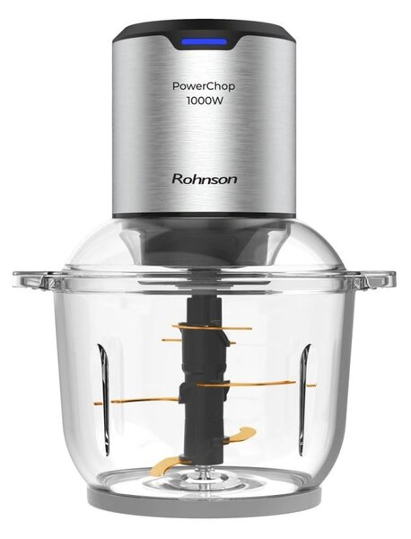 Чопър Rohnson R-5111, 1000W, 2 л вместимост, 2 скорости, 6 остриета с титаниево покритие, инокс