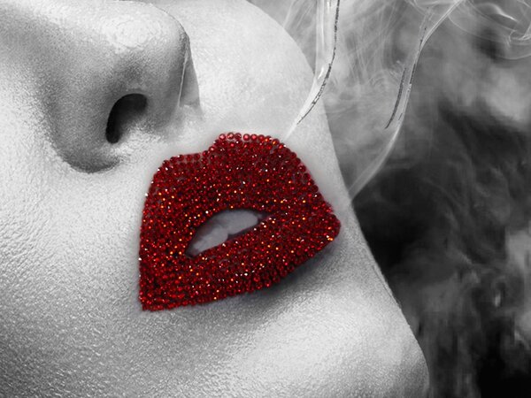 IMAGELAND СТ. КАРТИНА SMOKING BEAUTY WITH RED LIPS