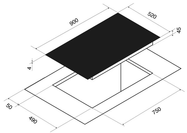 PANDO ИНДУКЦИОНЕН ПЛОТ PI-3500 90CM 6 ЗОНИ AIRLINK