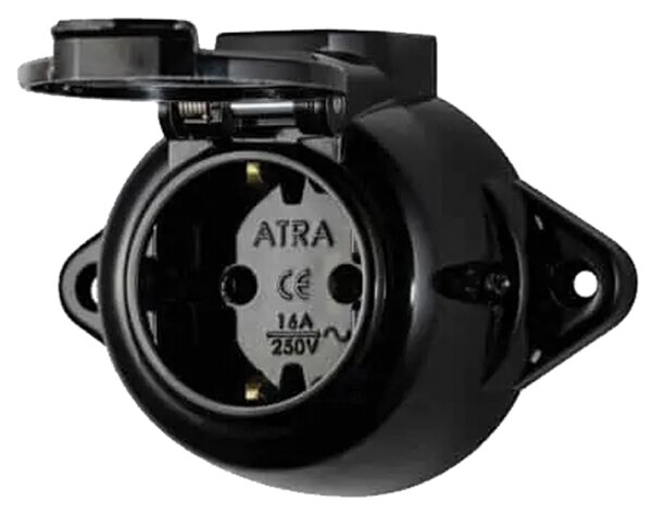 ANTIQUE КОНТАКТ С КАПАК 16А 250V IP44 ЧЕРЕН