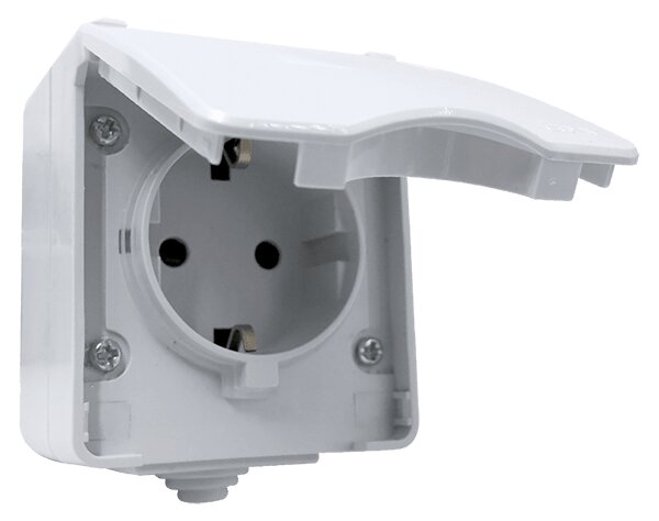 КОНТАКТ ШУКО ОТКРИТ МОНТАЖ IP65 СИВ