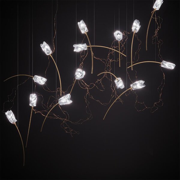 SLAMP ПЕНДЕЛ TULIP 14X3,2W LED 3000K ПРОЗР./МЕСИНГ