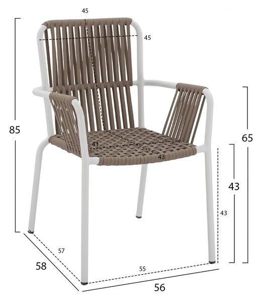 Алуминиево кресло с въжета бял цвят