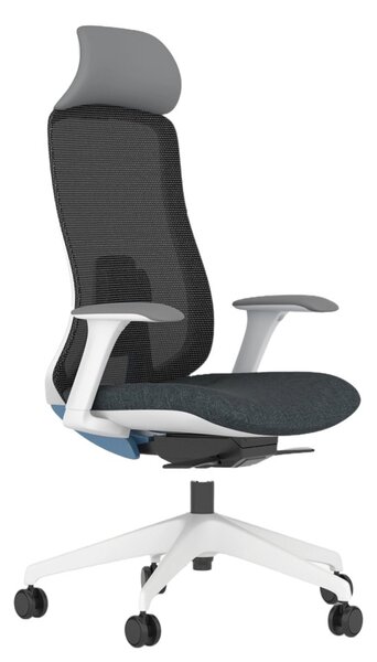 Работен стол Antares DARIO GREY, до 120кг, дамаска/мрежа, синхронен механизъм, коригиране на дълбочината, заключване в позиция, лумбална опора, ергономичен, сив