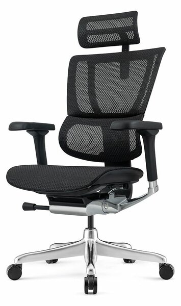 Работен стол Antares IOO ELITE 2, до 150кг, мрежа, синхронен механизъм, коригиране на височината, заключване в позиция, черен