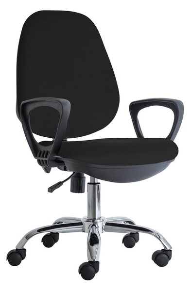 Работен стол RFG Presto Chrome, до 120кг, еко кожа, хромирана база, коригиране на височината, черен